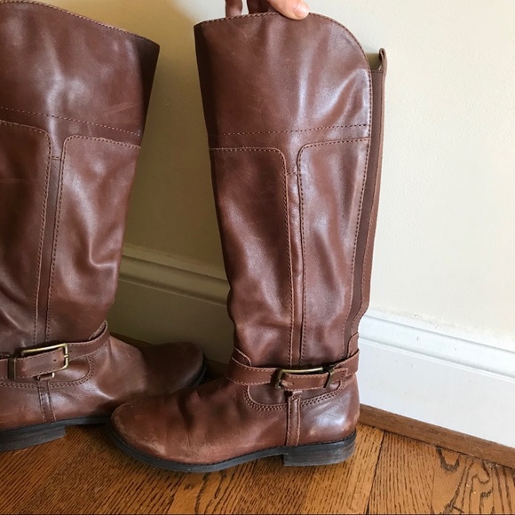 Marc Fisher Leather Riding Boots with Brass Buckle - Picture 6 of 12